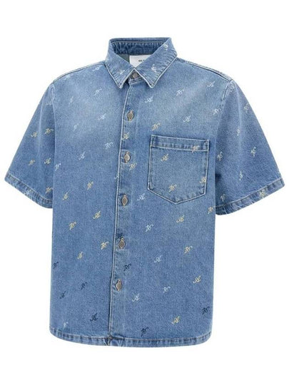 Men's Miles Shirt Light blue denim shirt with short sleeves Miles Shirt Denim blu - AXEL ARIGATO - BALAAN 2