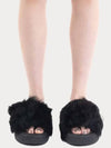 Black Proton Fur Slide Slippers R004 S141 - C2H4 - BALAAN 4