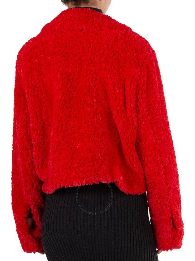 Michael Kors Ladies Faux Sherpa Trucker Jacket In Red, Size Medium - MICHAEL KORS - BALAAN 3