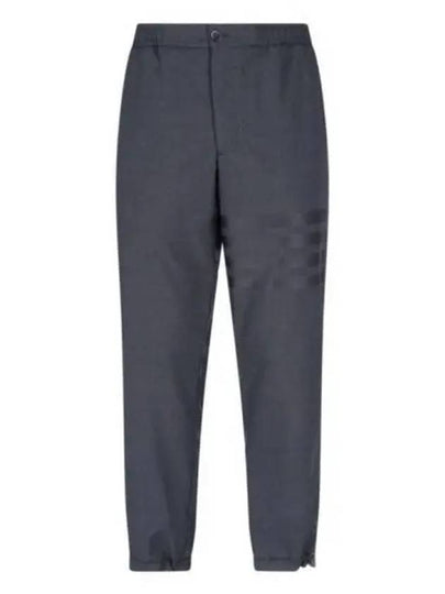 Plain Weave 4-Bar Elastic Waist Track Pants Dark Grey - THOM BROWNE - BALAAN 2