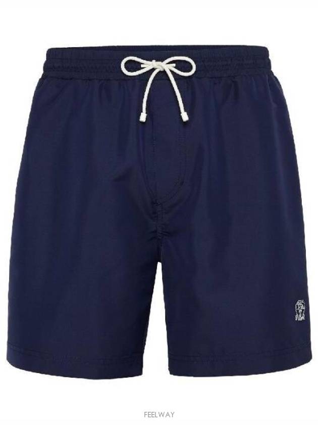 Logo Embroidery Swim Shorts Navy - BRUNELLO CUCINELLI - BALAAN 5