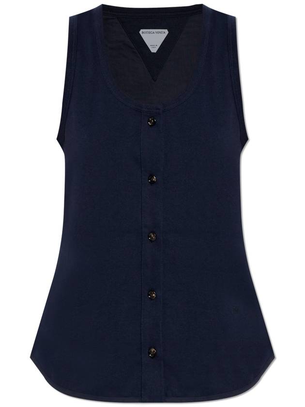 Bottega Veneta Top With Fastening, Women's, Navy Blue - BOTTEGA VENETA - BALAAN 1