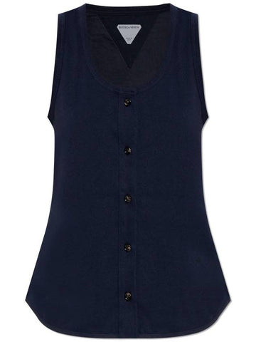 Bottega Veneta Top With Fastening, Women's, Navy Blue - BOTTEGA VENETA - BALAAN 1