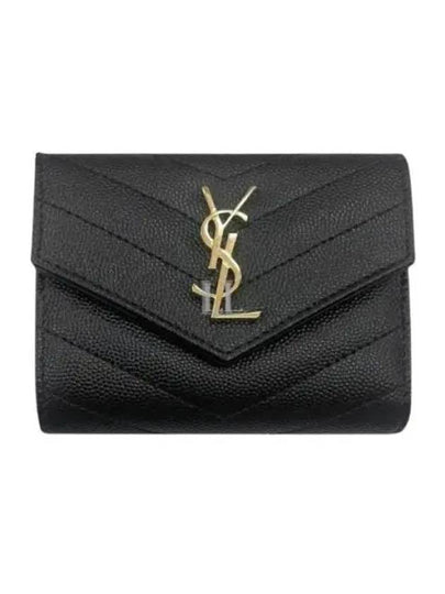 Monogram Cassandra Matelasse Half Wallet Black - SAINT LAURENT - BALAAN 2