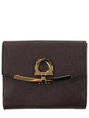 Gancini Leather Half Wallet Brown - SALVATORE FERRAGAMO - BALAAN 2