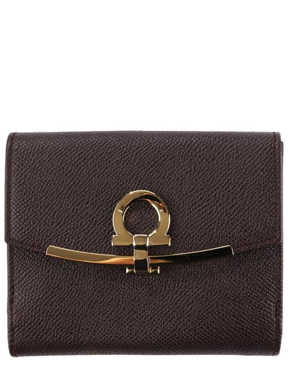 Gancini Leather Half Wallet Brown - SALVATORE FERRAGAMO - BALAAN 2