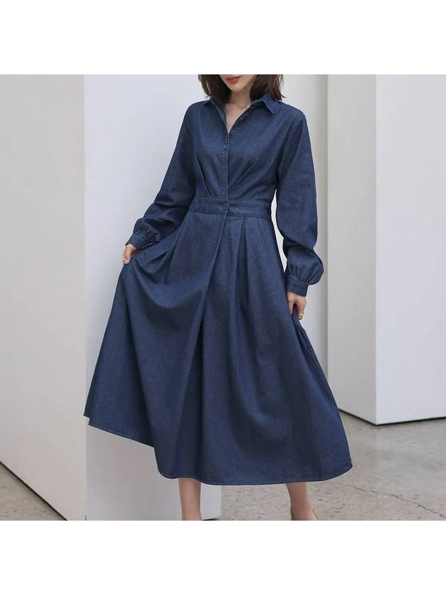 Malibu denim back banding pin tuck long dress - MONO AT.D - BALAAN 4