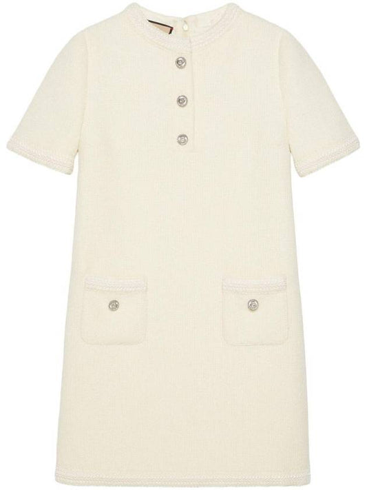 Wool Tweed Short Dress Ivory - GUCCI - BALAAN 1