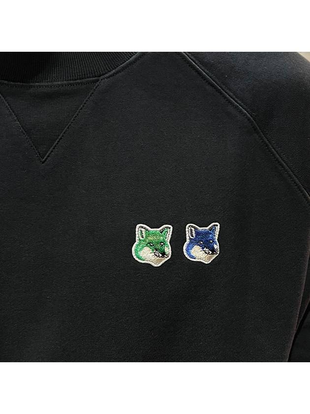 Double Monochrome Fox Head Patch Classic Sweatshirt Black - MAISON KITSUNE - BALAAN 7