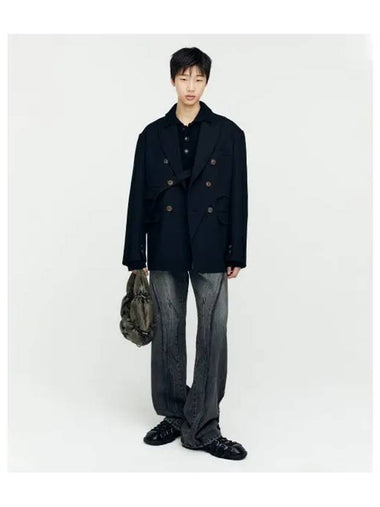 Saw twill wool rab wrap double breasted jacket awa629m BLACK - ANDERSSON BELL - BALAAN 1