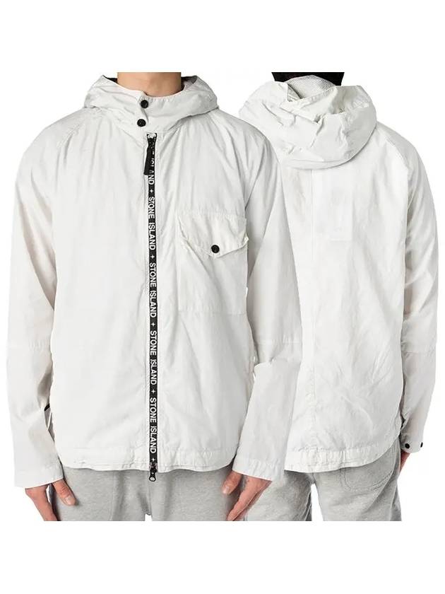 Logo Zipper Cupro Nylon Hooded Jacket White - STONE ISLAND - BALAAN 2