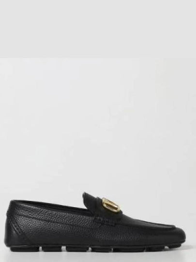 Gold V Logo Loafers Black - VALENTINO - BALAAN 2