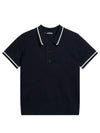 Women's Feline Knit Short Sleeve Polo Shirt Navy - J.LINDEBERG - BALAAN 2