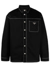 Contrast stitch long sleeve shirt black - PRADA - BALAAN 1