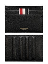 Debossed 4 Bar Pebble Grain Card Wallet Black - THOM BROWNE - BALAAN 2