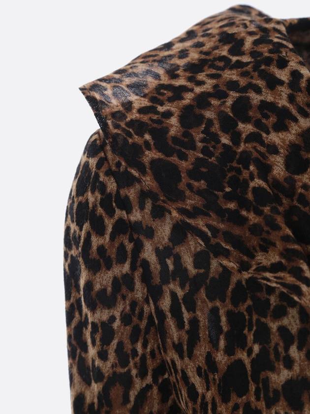 leopard ruffle long sleeve blouse - SAINT LAURENT - BALAAN 4