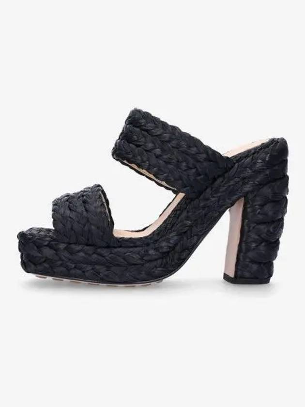 Trinity Weave Raffia Mule Heel Black - BOTTEGA VENETA - BALAAN 2