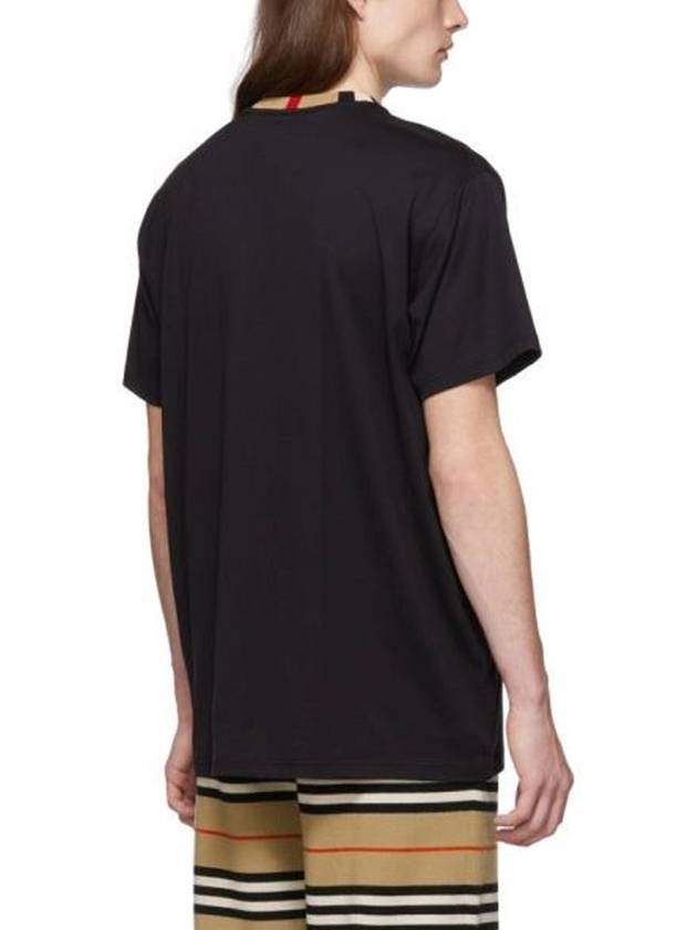 Icon Stripe Neck Short Sleeve T-Shirt Black - BURBERRY - BALAAN 5