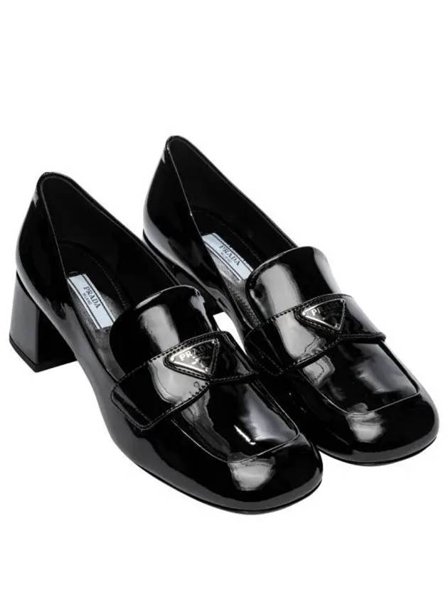 Enamel Metal Triangle Logo Loafers Black - PRADA - BALAAN 2