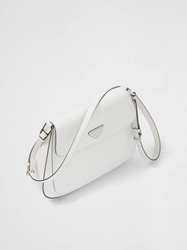 Cleo Brushed Leather Flap Shoulder Bag White - PRADA - BALAAN 3