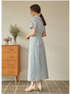 Bubbly striped open collar long dress blue - MICANE - BALAAN 4