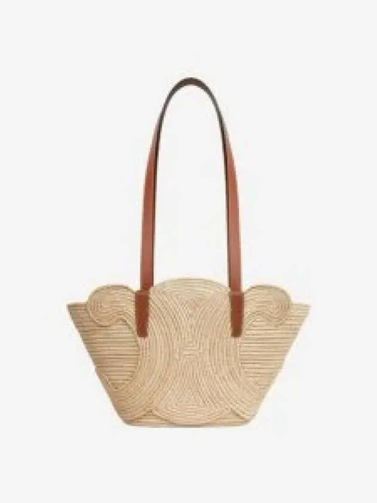 Classic Fenier Small Braid Triomphe Raffia Calfskin Tote Bag Tan - CELINE - BALAAN 2