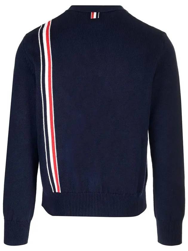 RWB Striped Intarsia Cotton Cardigan Navy - THOM BROWNE - BALAAN 4