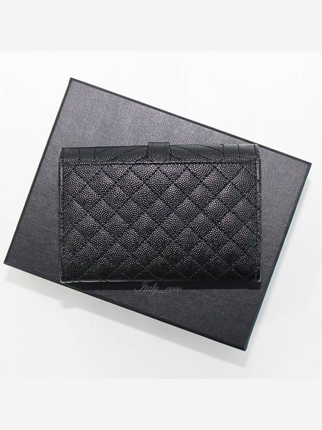 Matelasse Monogram Envelope Small Half Wallet Black - SAINT LAURENT - BALAAN 4