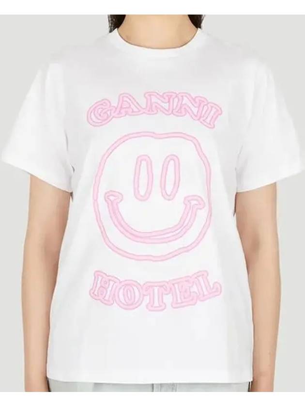 Women's HOTEL Printing Logo Cotton Short Sleeve T-Shirt White - GANNI - BALAAN 2