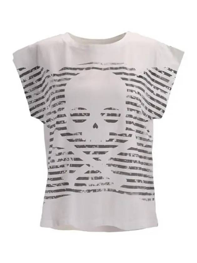 M C SKULL Printing Women's TShirt Bianco Grigio 141112 - HYDROGEN - BALAAN 1