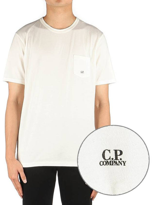 Mini Logo Print Short Sleeve T-Shirt White - CP COMPANY - BALAAN.