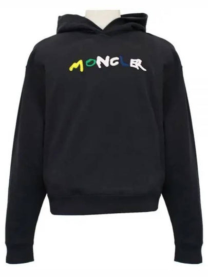 Embroidered Logo Hoodie Black - MONCLER - BALAAN 2