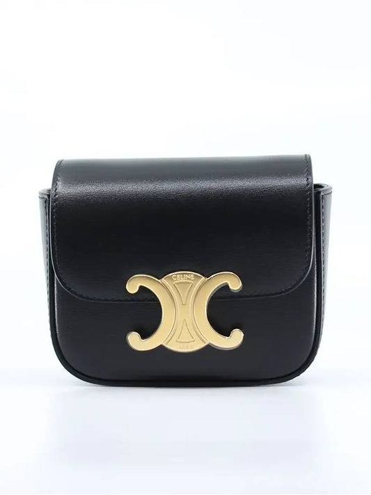 Triomphe Small Shiny Calfskin Cross Bag Black - CELINE - BALAAN 2