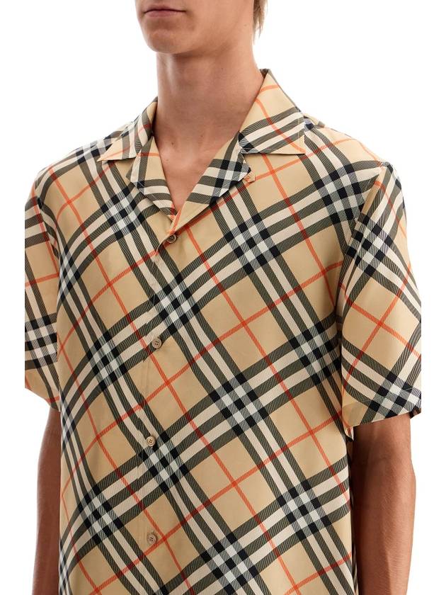 Check Oversized Silk Short Sleeve Shirt Sand - BURBERRY - BALAAN 5