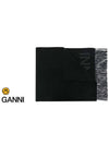 logo wool muffler black - GANNI - BALAAN.