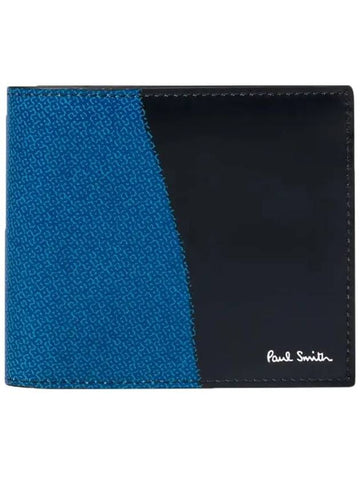 Logo Two-Tone Half Wallet Black Blue M1A 4832 LABTEX PR - PAUL SMITH - BALAAN 1