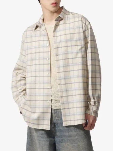 Super light wool check shirt beige A24SS01LCLIGHTBEIGE - AURALEE - BALAAN 1