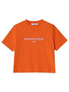 Paris Boxy Embroider Logo Cropped Short Sleeve T-Shirt Orange - MAISON KITSUNE - BALAAN 3