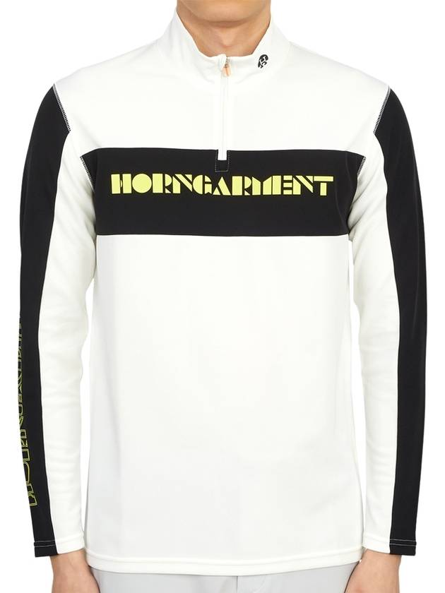 Men's Trans Half Zip Up Long Sleeve T-Shirt Offwhite - HORN GARMENT - BALAAN 2