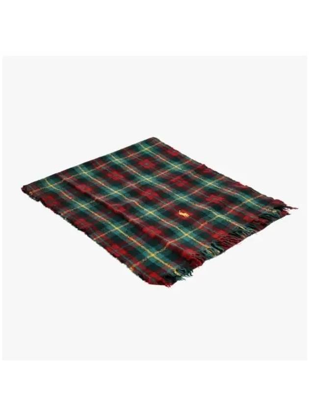 PC1370 611 Pony Outdoor Crinkle Plaid Check Fringe Muffler - POLO RALPH LAUREN - BALAAN 3