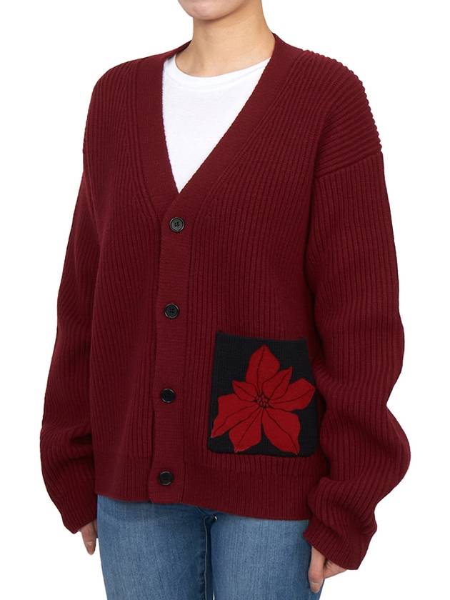 Flock Flower Patch Pocket Cardigan Red - JW ANDERSON - BALAAN 5