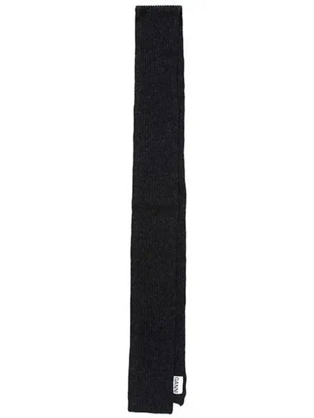 Ribbed Knit Muffler Black - GANNI - BALAAN 3