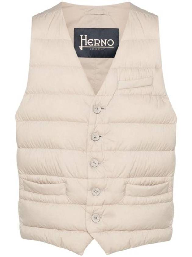 V-Neck Down Vest Beige - HERNO - BALAAN 1