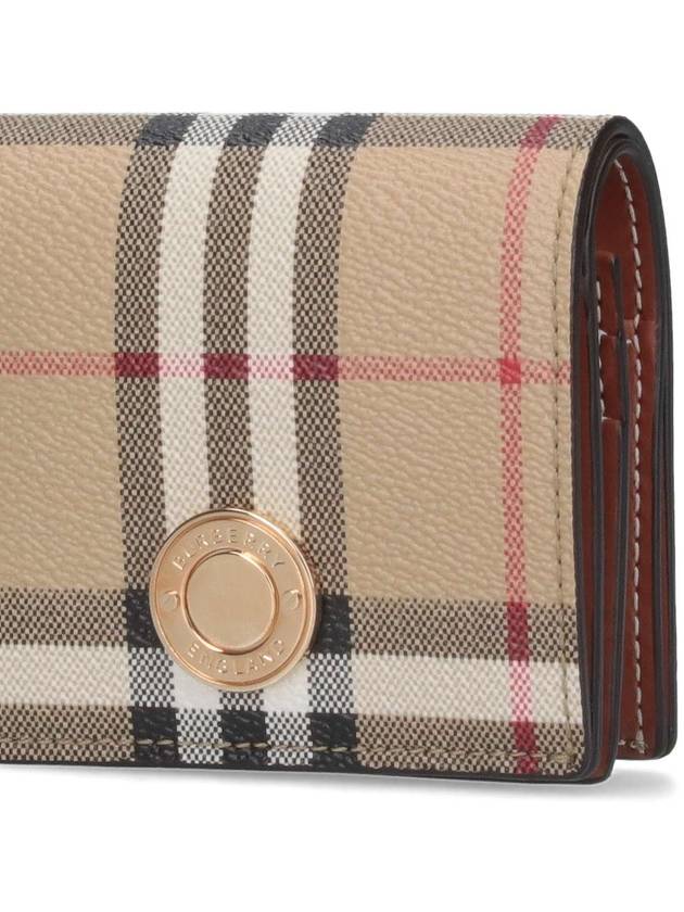 Engraved Logo Check Half Wallet Archive Beige - BURBERRY - BALAAN 6