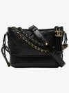 Gabrielle Calfskin Small Hobo Shoulder Bag Black - CHANEL - BALAAN.