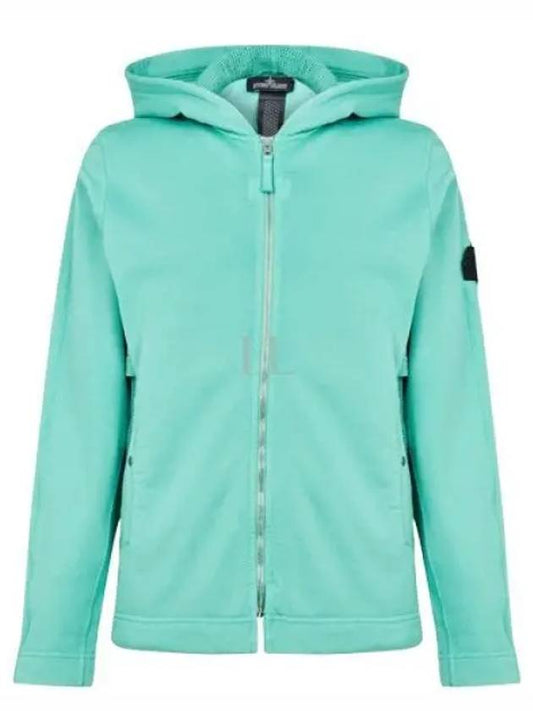 Shadow Project Cotton Lyocell Fleece Zip Up Hoodie Aqua Blue - STONE ISLAND - BALAAN 2