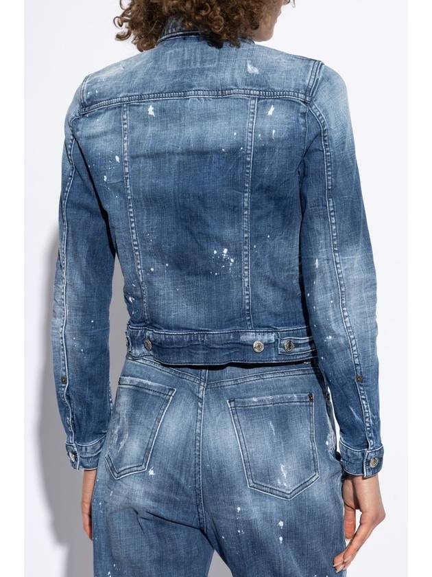 Dsquared2 Denim Jacket With Vintage Effect, Women's, Blue - DSQUARED2 - BALAAN 4