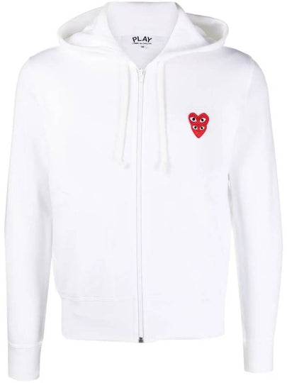 Double Heart Wappen Zip Up Hoodie White - COMME DES GARCONS - BALAAN 2