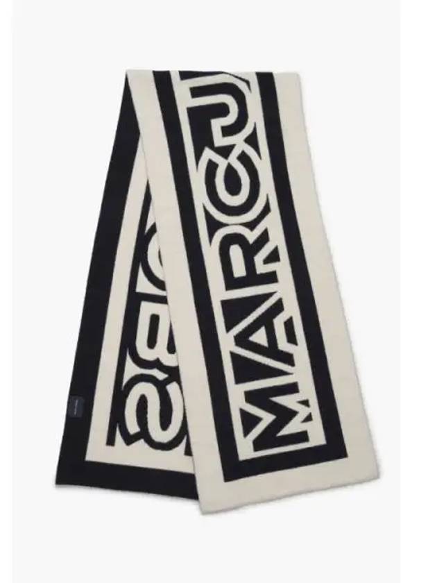 Jacquard Flock Logo Scarf IvoryBlack MBAJW23003IVX - MARC JACOBS - BALAAN 1