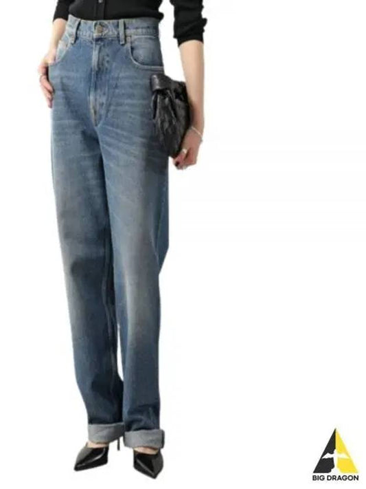Women's Washed Wide Cotton Kim Jeans Blue - GOLDEN GOOSE - BALAAN 2